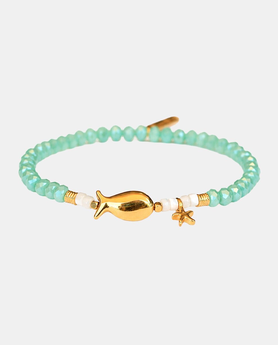 Imagen 0 de Pulsera Pececito Abu Dabi de cristal verde agua Verde Agua