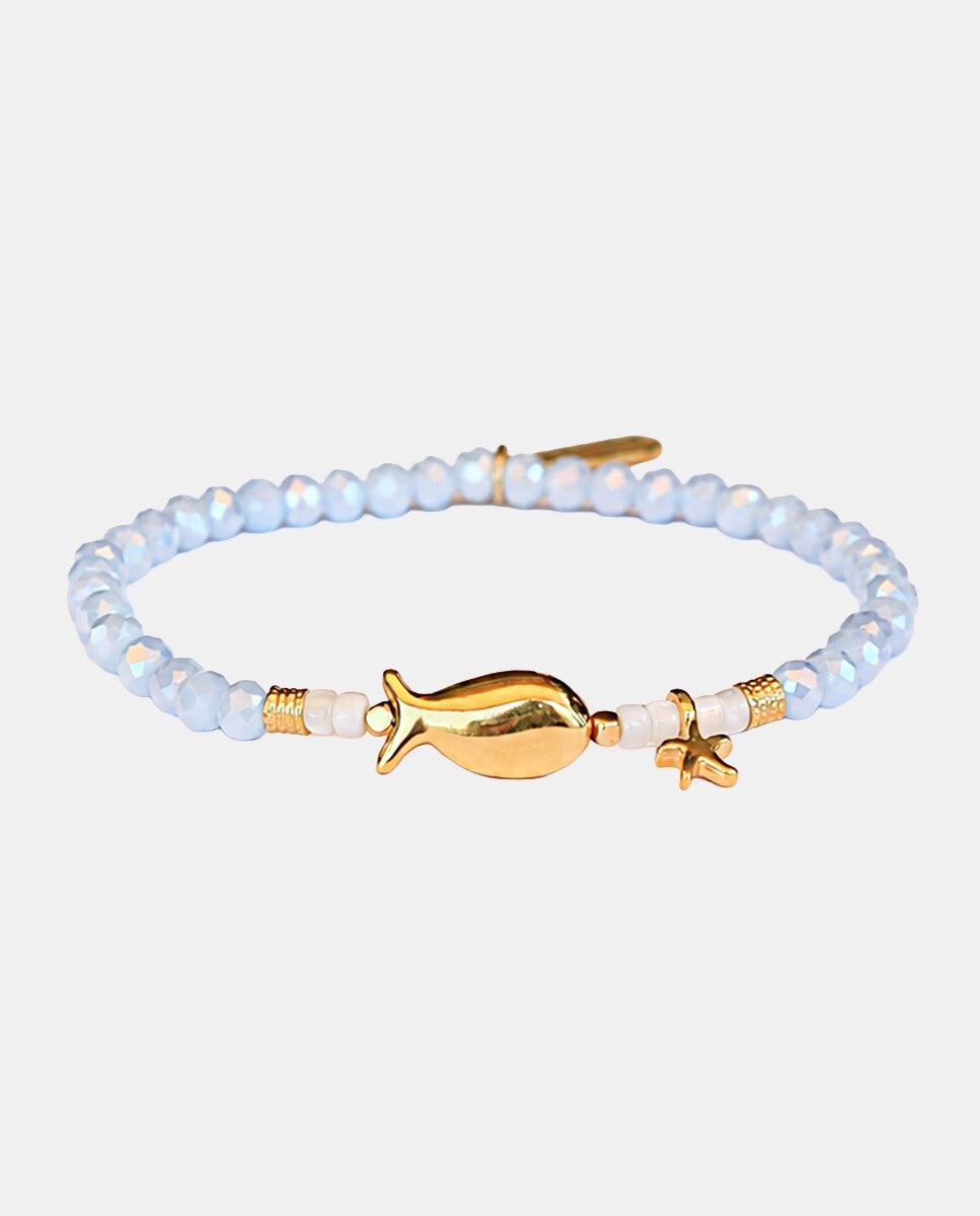 Imagen 0 de Pulsera Pececito Abu Dabi de cristal azul Azul claro