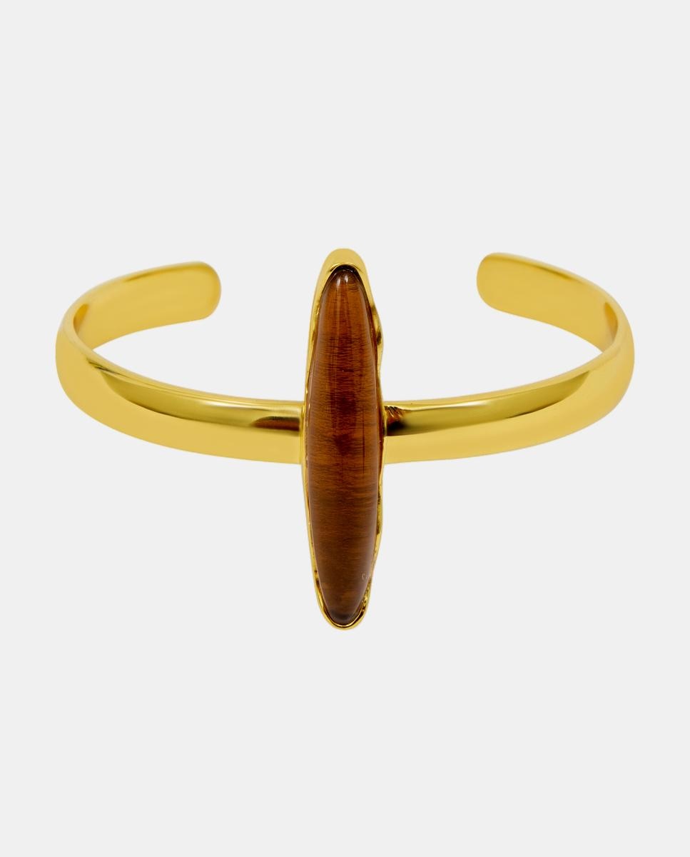 Pulsera dorada con resina ámbar - Moliane - Marrón Marrón-1
