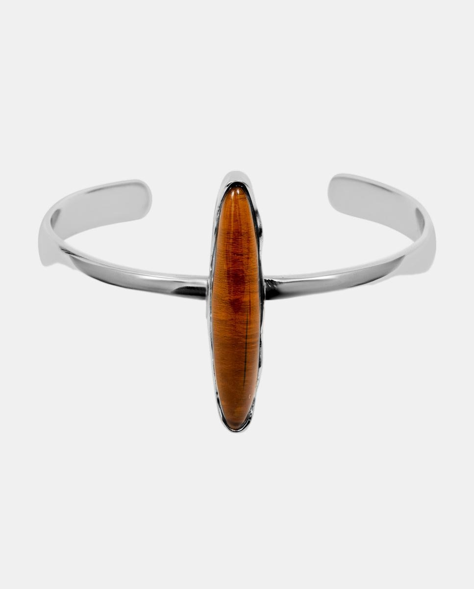 Pulsera platada con resina ámbar - Moliane - Marrón Marrón-1
