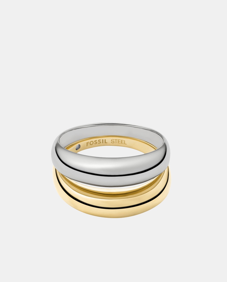 Imagem 0 de O aço inoxidável polido e os detalhes em dois tons definem este anel empilhado da coleção Domed. O design elegante e arredondado cria um aspeto