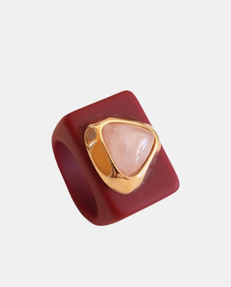 ÉMOLO - Anillol burdeos con cuarzo rosa.