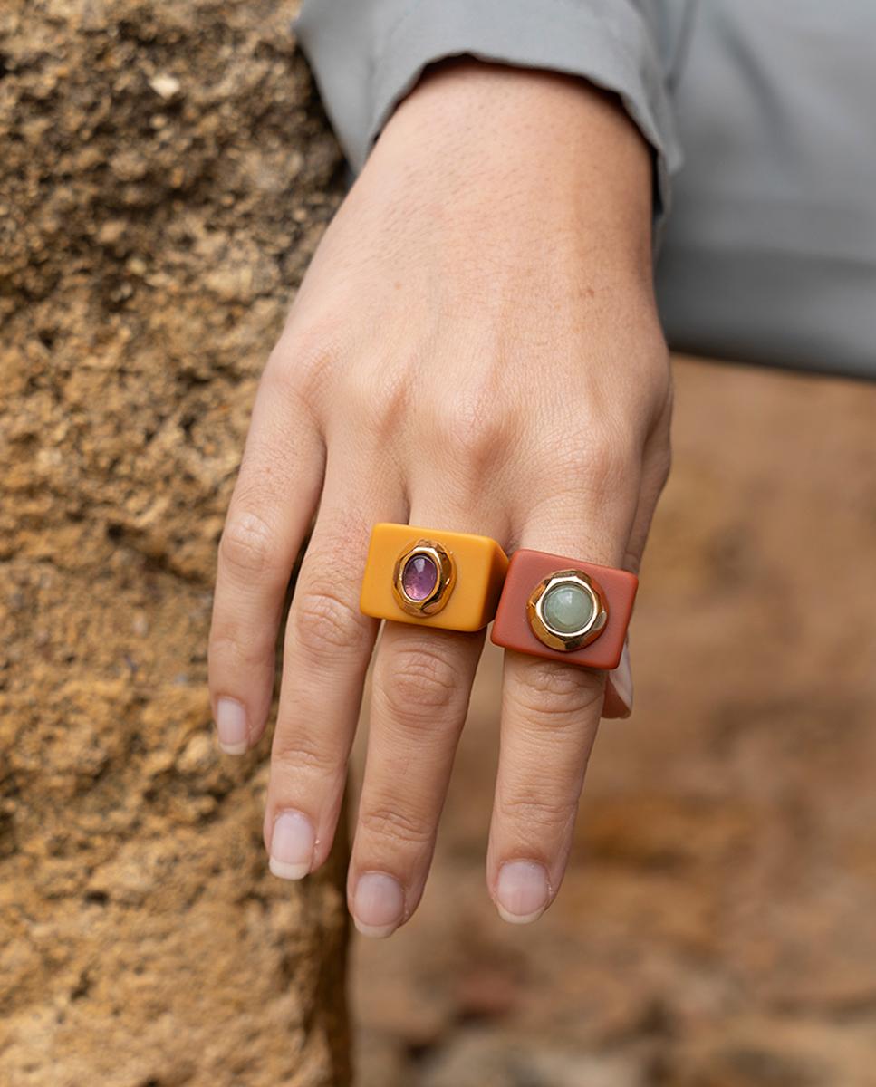 Anillo teja con aventurina - ÉMOLO - Teja Teja-4