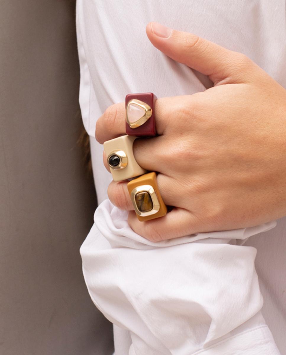 Anillo mostaza con ojo de tigre - ÉMOLO - Mostaza Mostaza-2