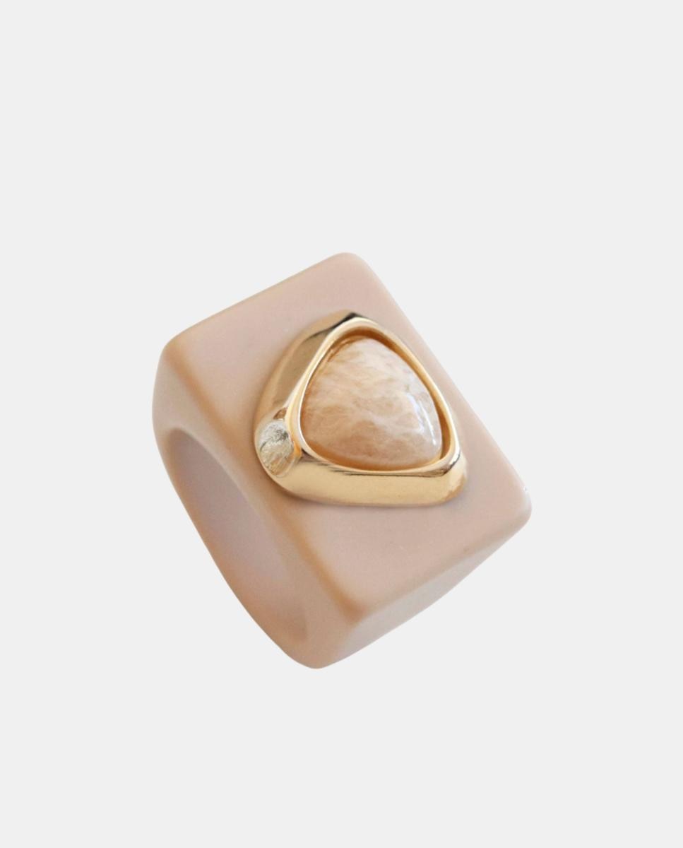 ÉMOLO - Anillo arena con amaz beige.