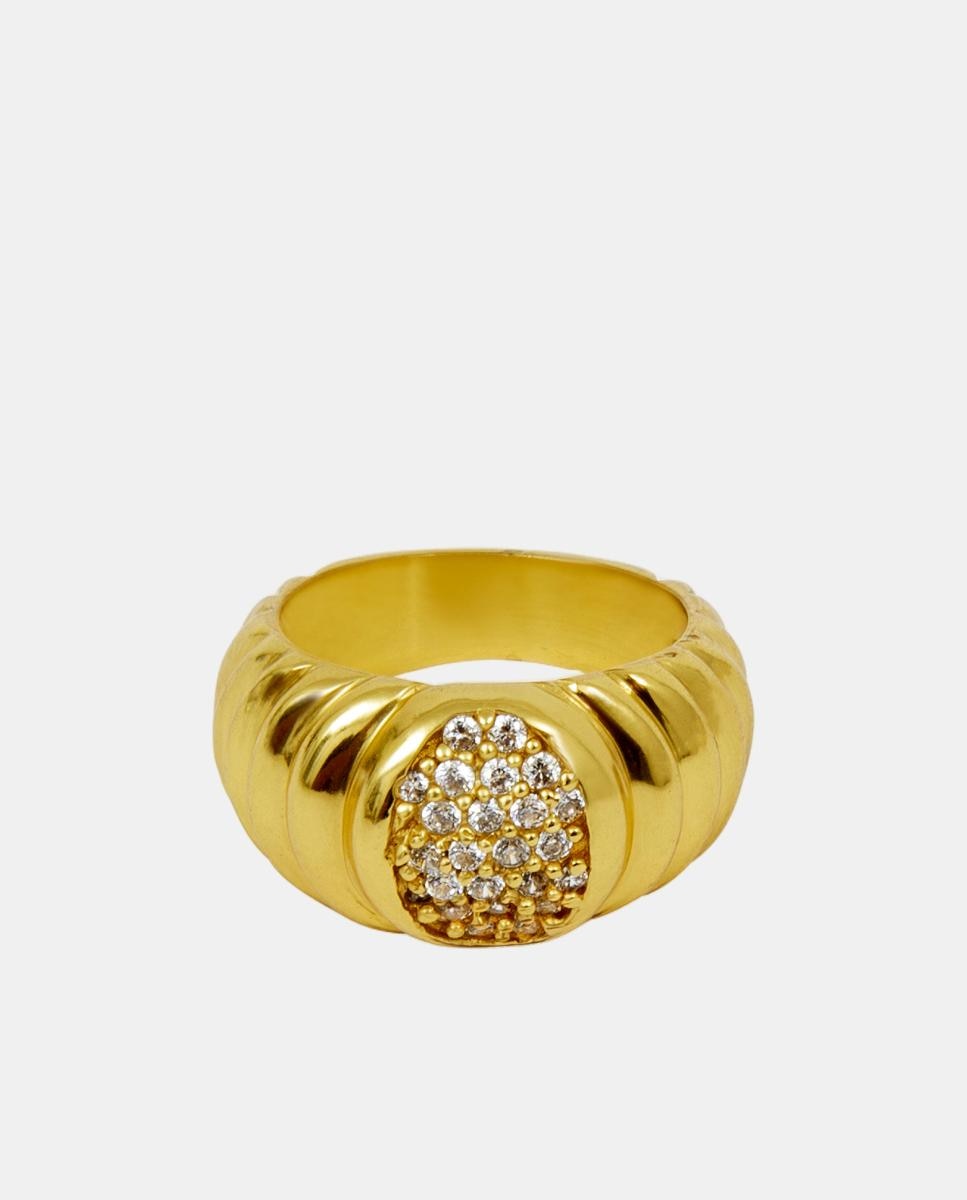 Imagen 0 de Anillo dorado con circonita Blanco