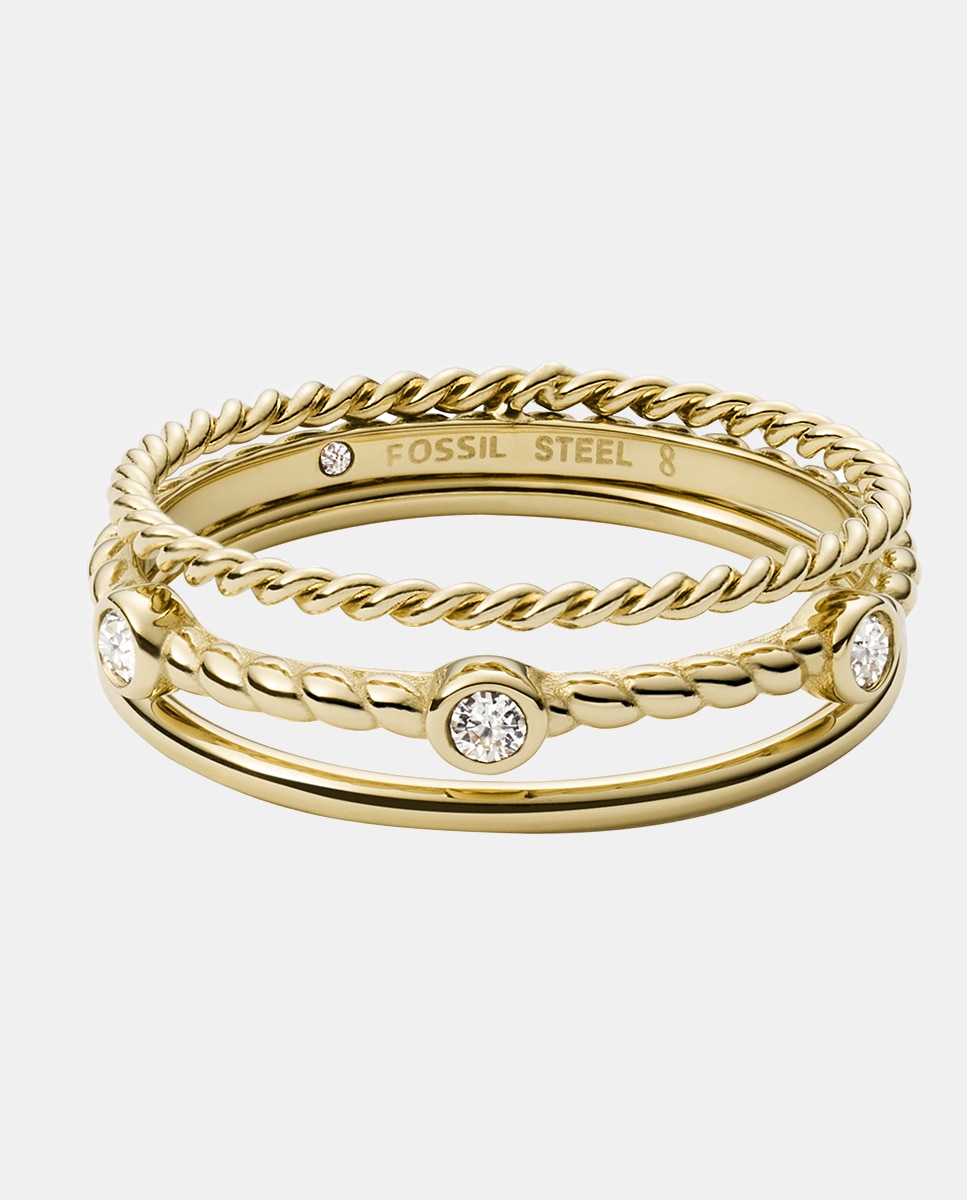 Anel Vintage Inconic de Aço e Cristal - Dourado Branco-2