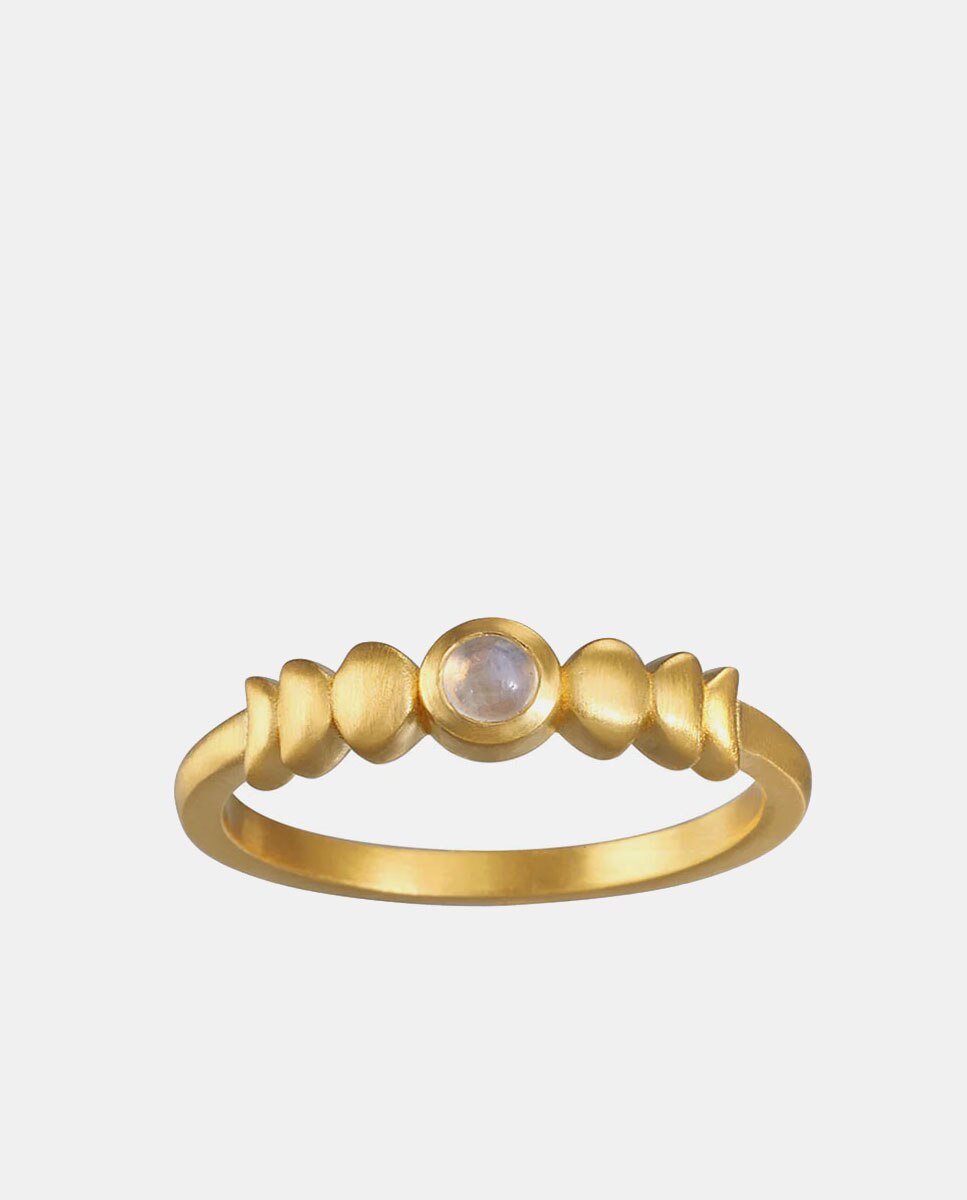 Anillo Luna dorado con piedra luna - Satya Jewelry - Blanco Blanco-1