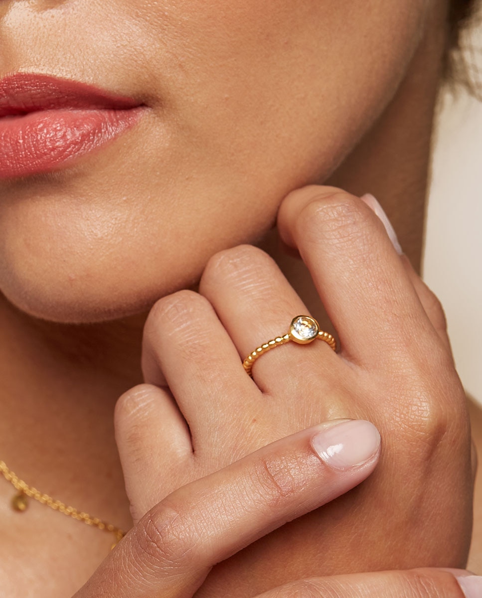 Anillo dorado con topacio - Satya Jewelry - Blanco Blanco-2