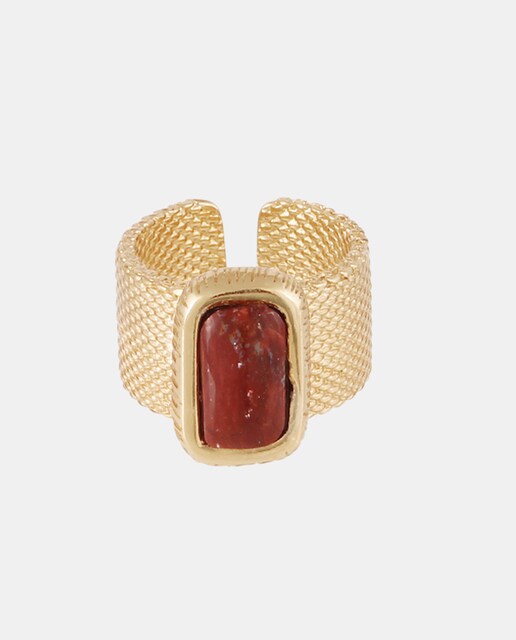 Anillo Totem dorado con cornalina
