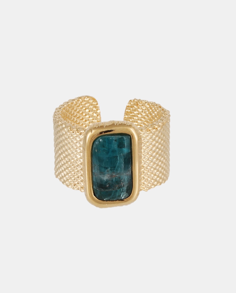 GAS Bijoux - Anillo Totem con piedra y bañado en oro.