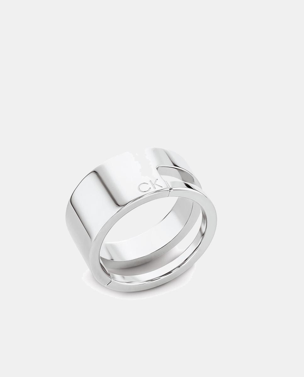 Anel Geometric Essentials de Aço - Dourado Prata-2