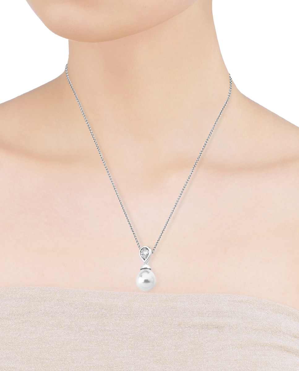 Pendente Selena de Prata e Pérola Branca Branco-2