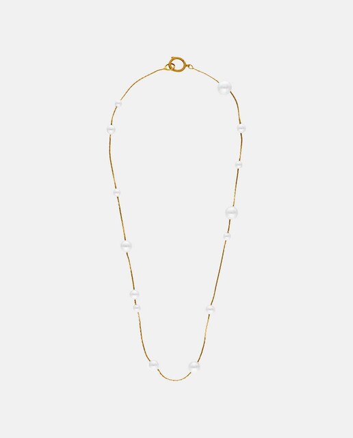 Imagem 0 de Colar Dangle de Prata com Pérolas