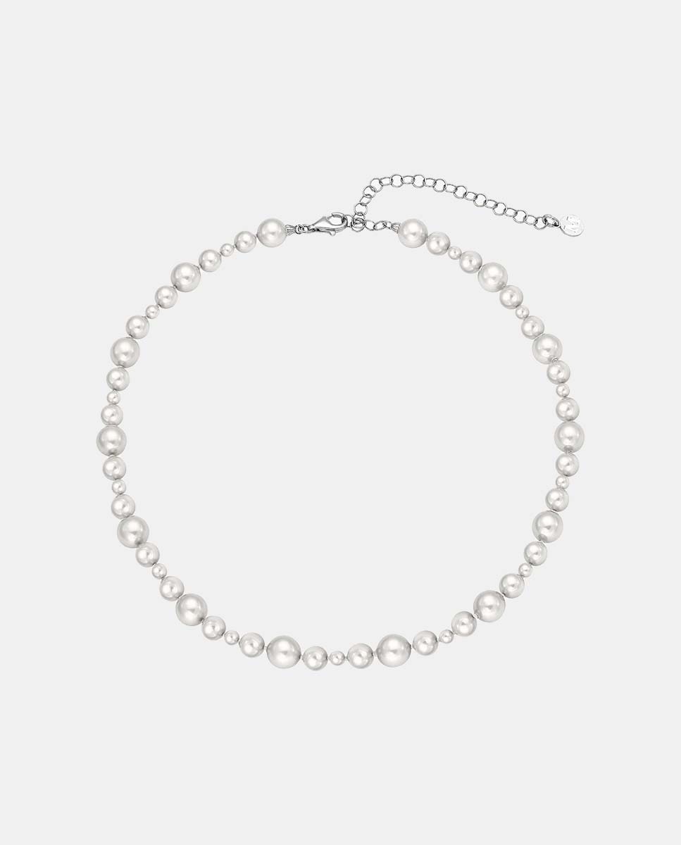 Colar Estela de Prata com Pérolas Branco-1