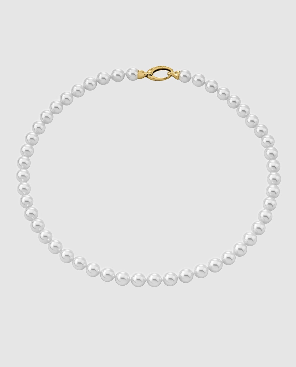 Colar Lyra de Prata e Pérolas Brancas Branco-1