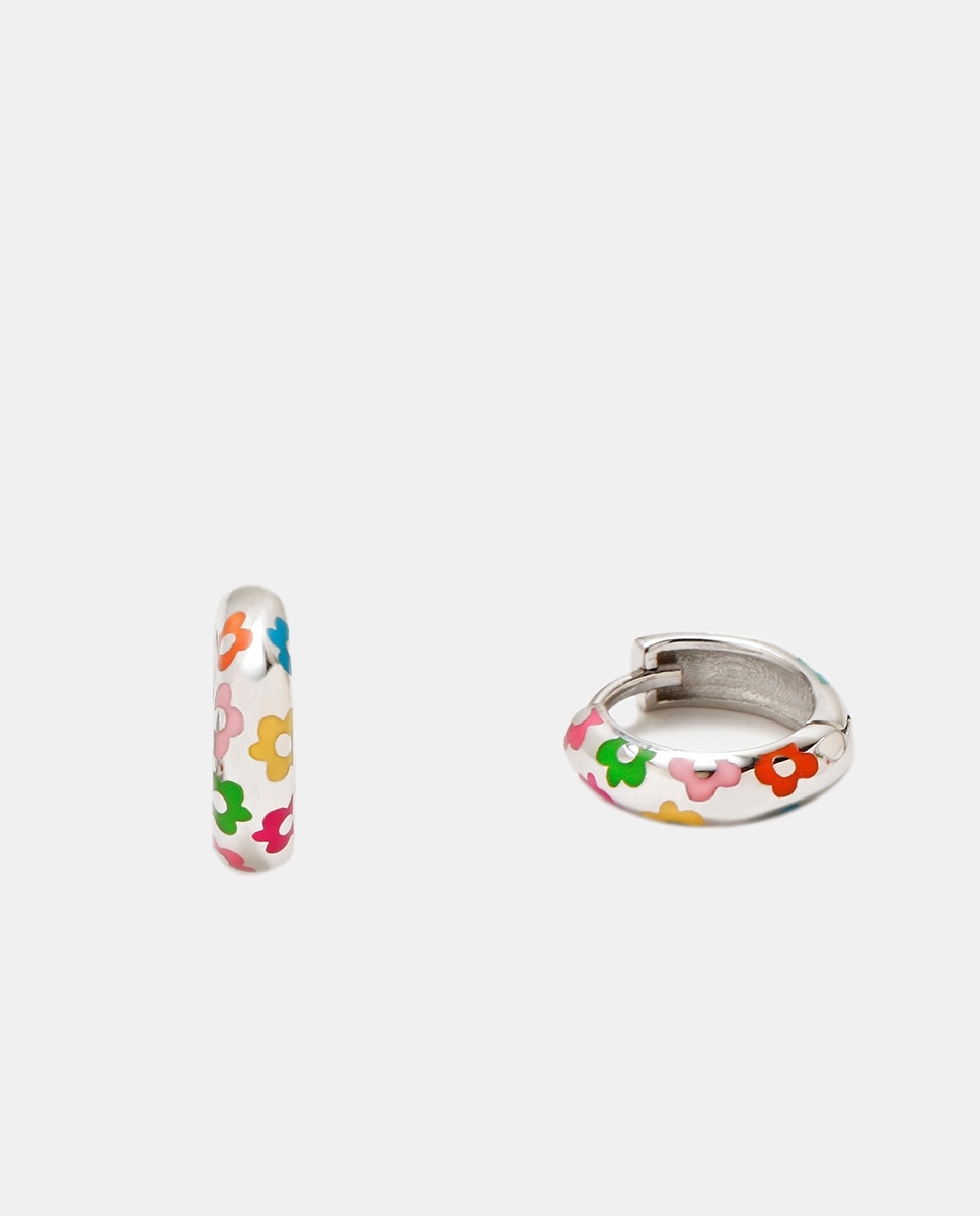 Imagen 0 de Pendientes de aro Ágatha Ruiz de la Prada New Primavera de plata con flores Multicolor