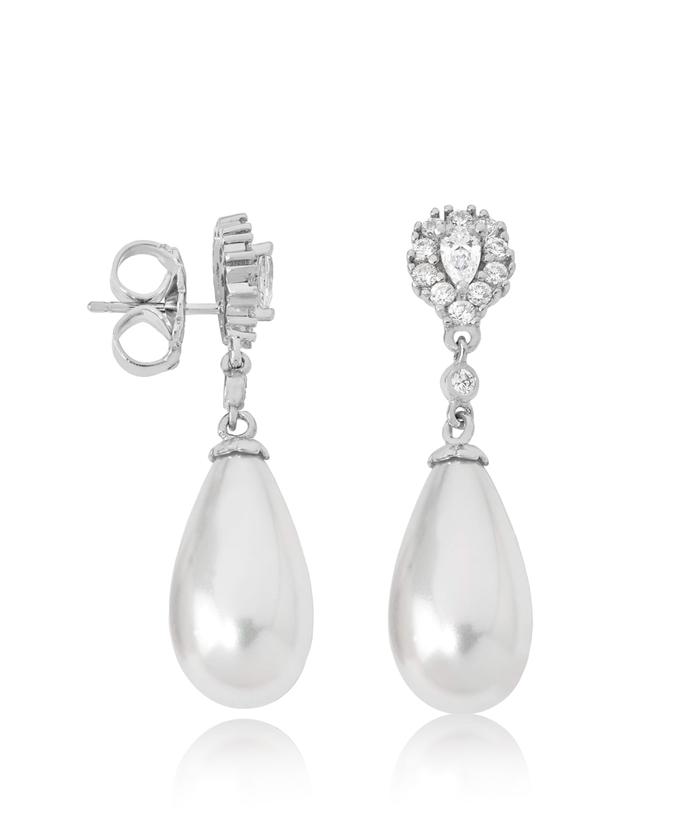 Brincos Exquisite de Prata e Pérolas Brancas Branco-1