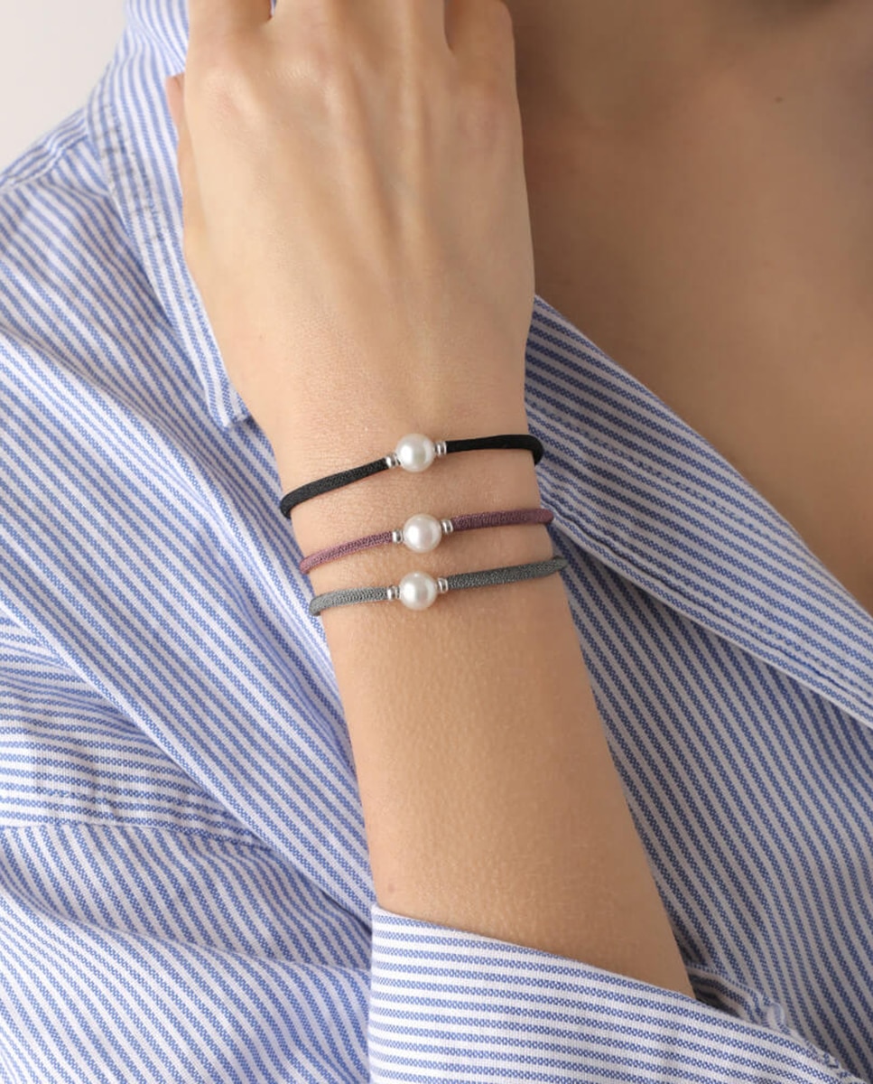 Pulseira Serena Elástica com Pérola - Cinzento Cinzento-2