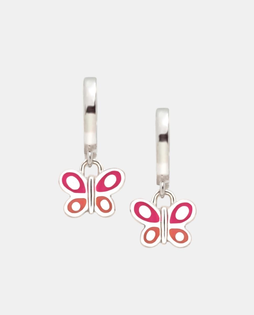 Imagen 0 de Pendientes de aro Diversiones Mariposa bicolor Fucsia