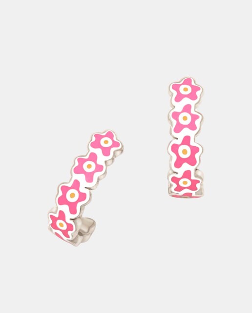 Imagen 0 de Pendientes de aro Agathitas Flores rosas