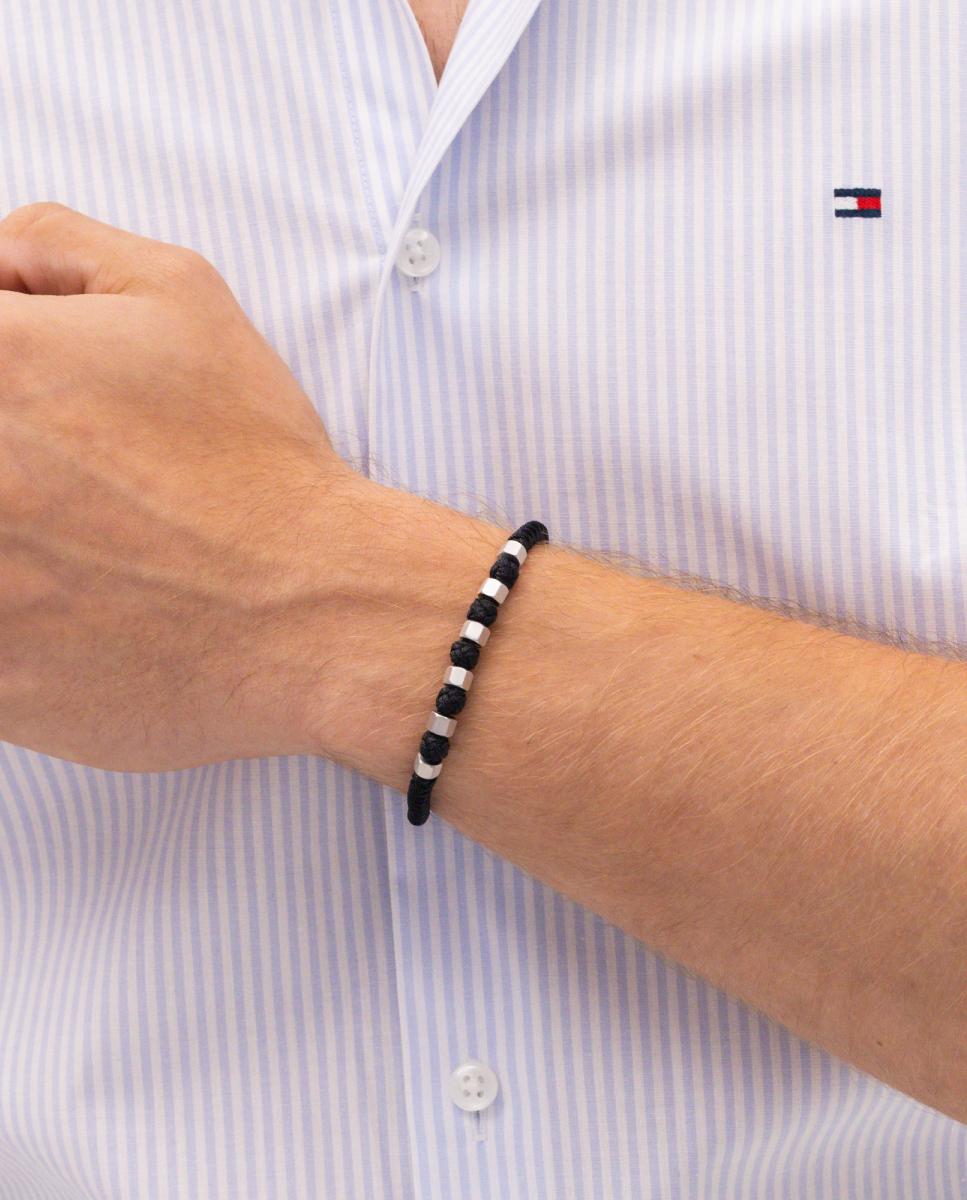 Pulseira Ajustável Nylon com Aço Preto-3