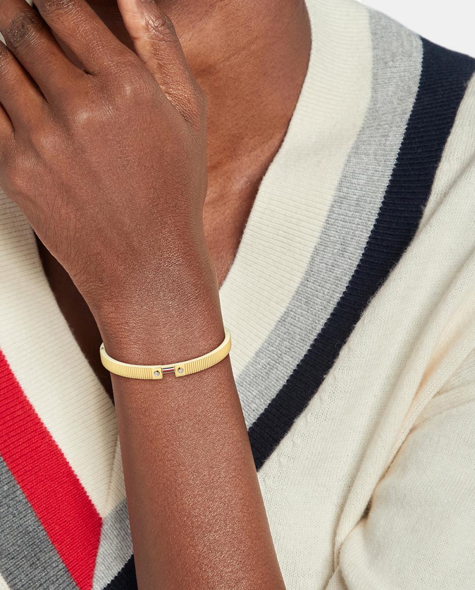 Pulseira Stripes em aço dourado e cristal Dourado-2