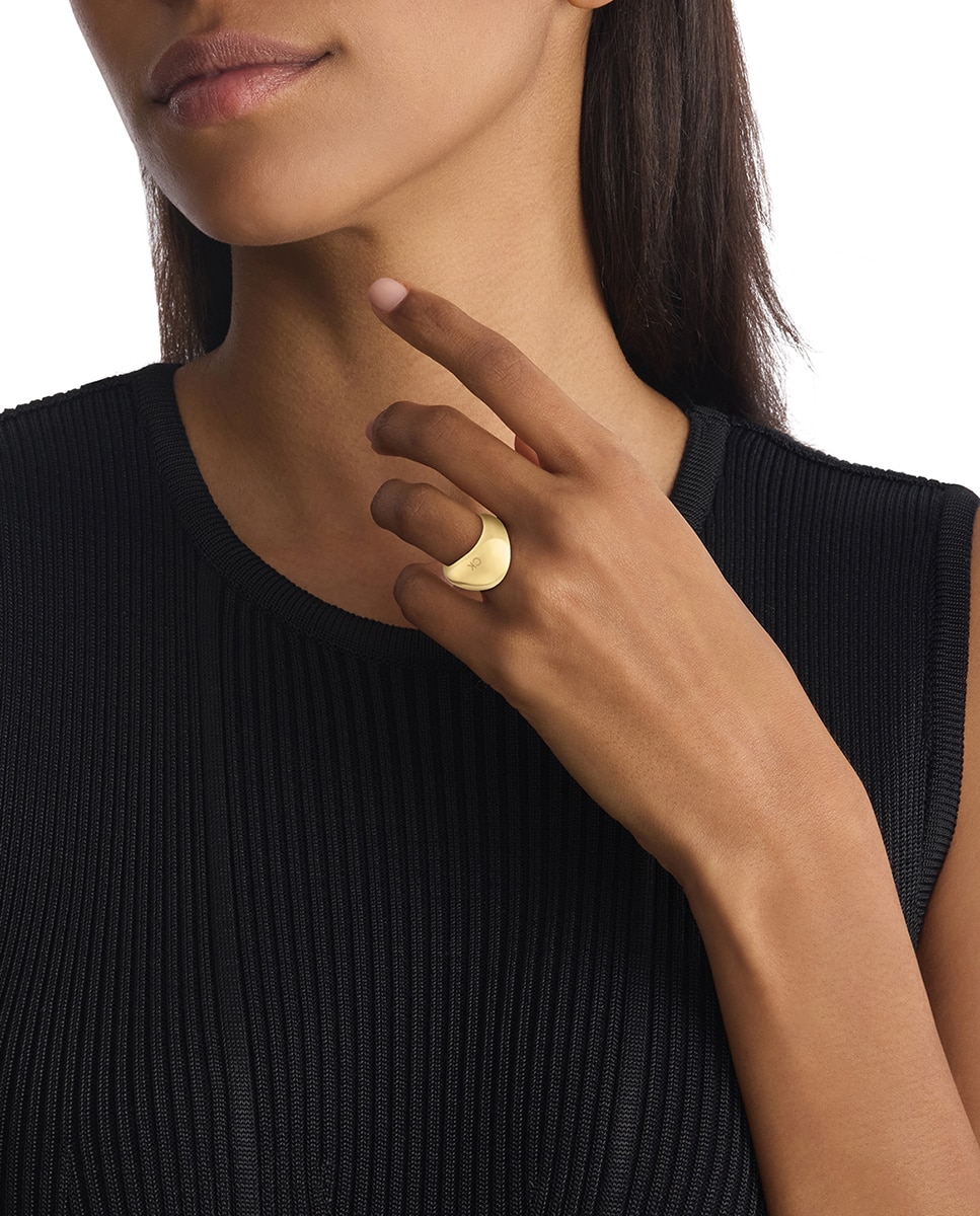 Anel Playful Organic Shapes de Aço - Dourado Ouro-2