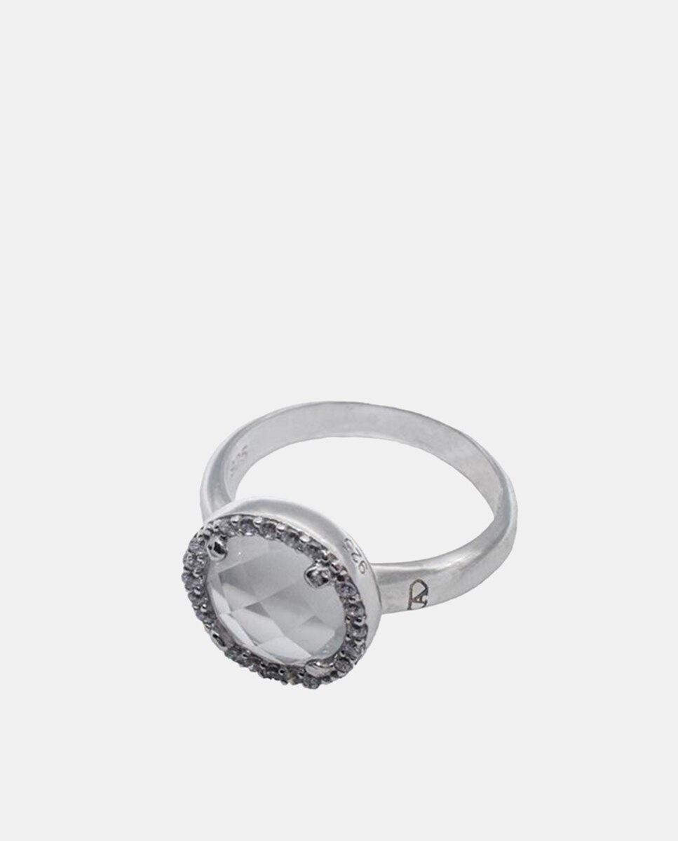 Anillo Cocktail de plata, cristal y circonitas - Alexandra Plata - Blanco Blanco-1