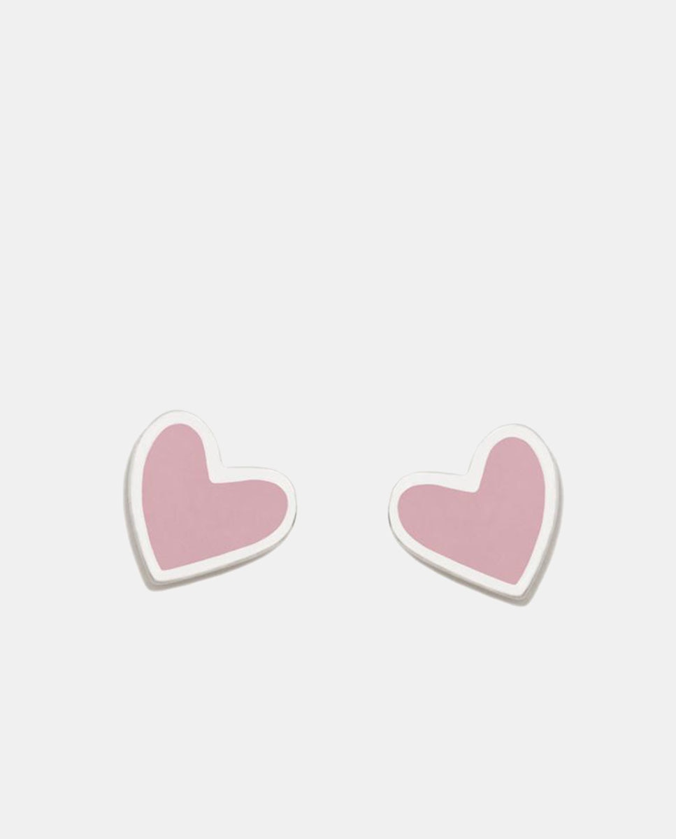 Imagen 0 de Pendientes New Superágatha Corazón de plata y esmalte rosa Rosa