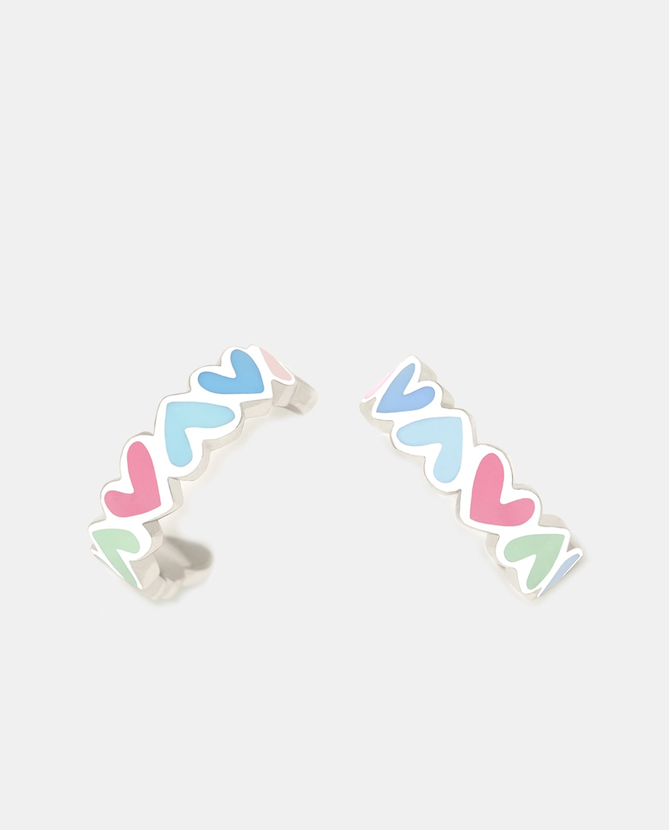 Imagen 0 de Pendientes de aro Degradeé de plata y esmalte Multicolor