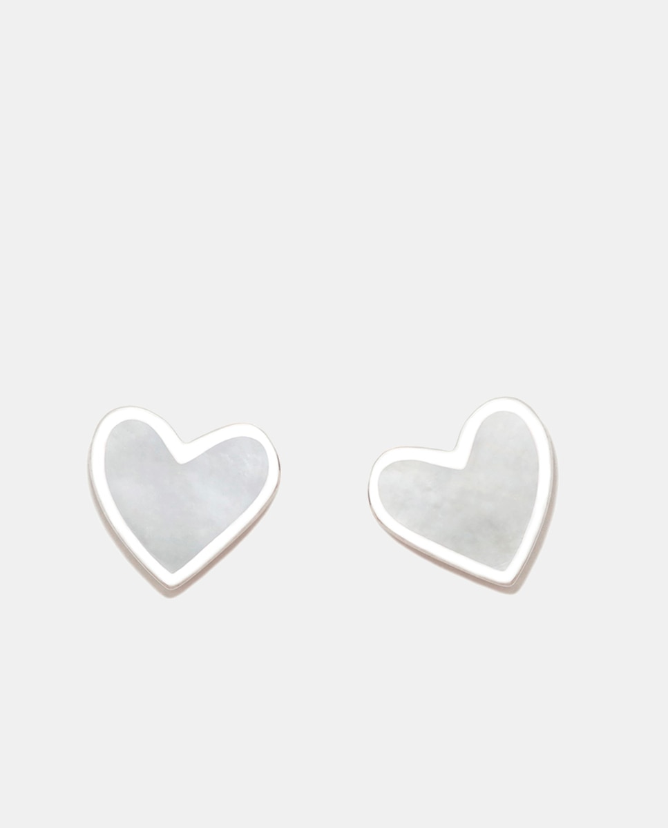 Imagen 0 de Pendientes Corazón de plata y madreperla Blanco