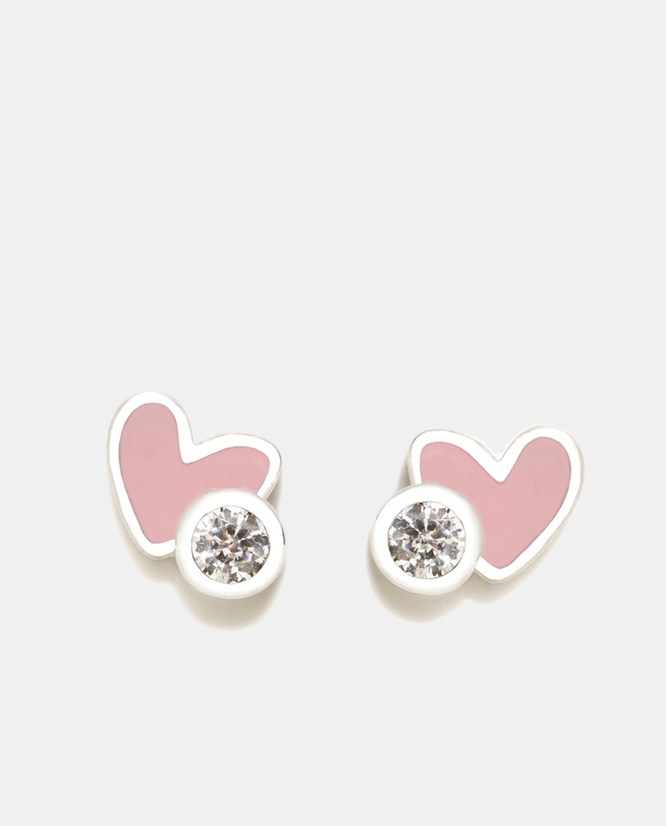 Imagen 0 de Pendientes Corazón de plata circonita Rosa