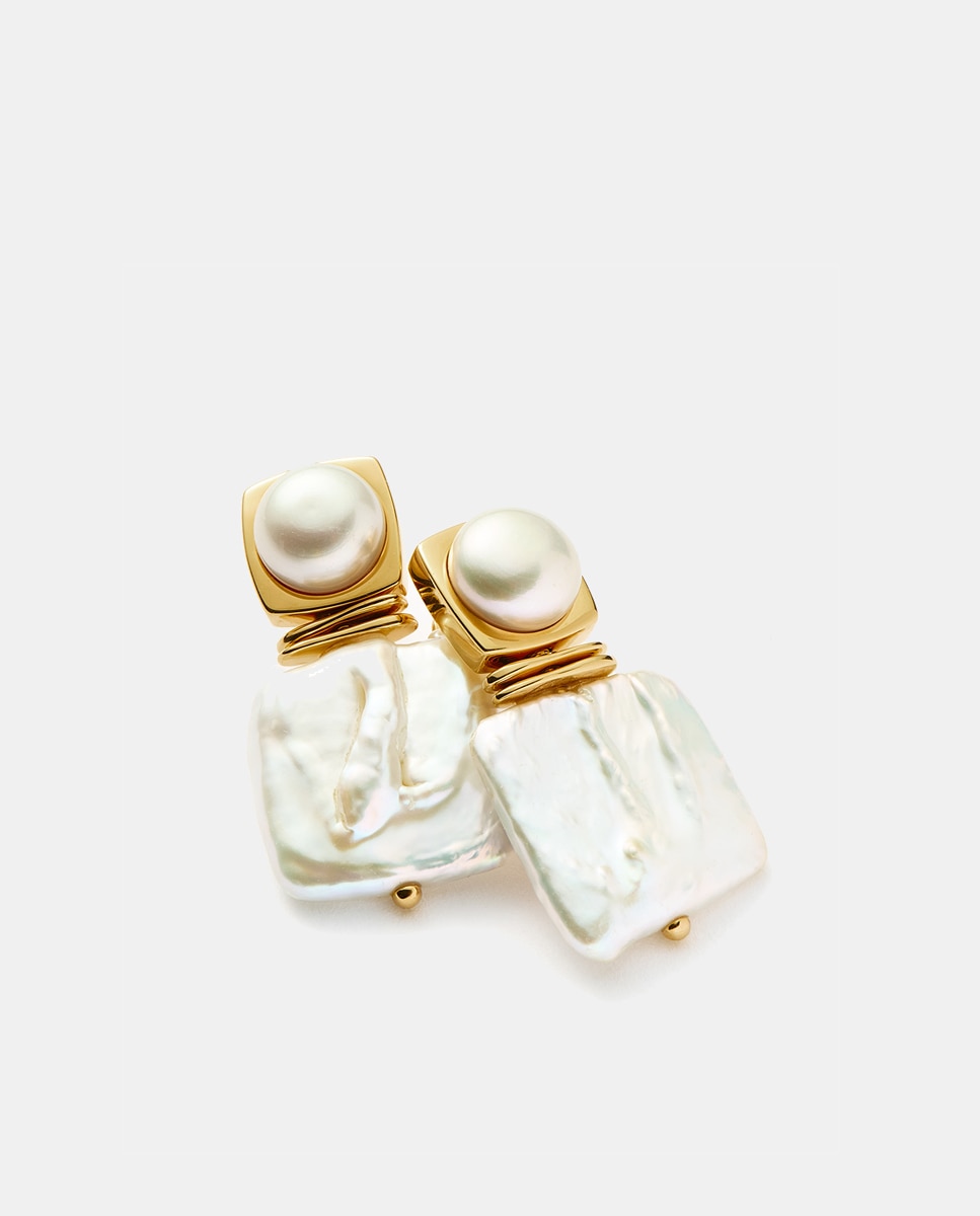 Pendientes Pearl Edit dorados - Missoma - Blanco Blanco-2