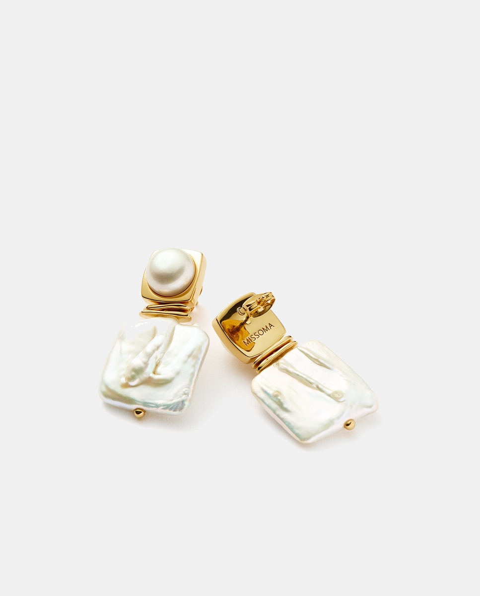 Pendientes Pearl Edit dorados - Missoma - Blanco Blanco-3