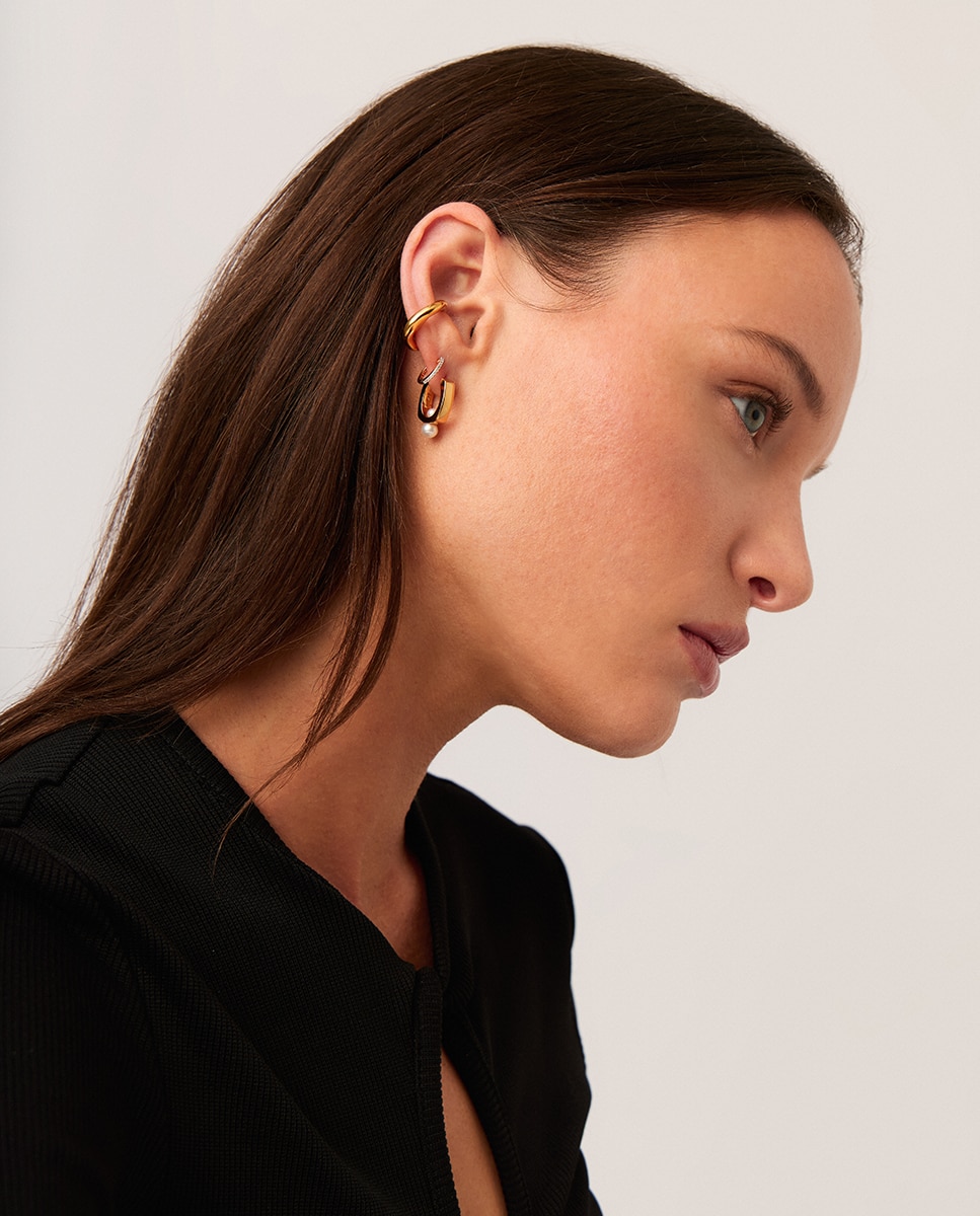 Pendientes de aro Pearl Edit dorados - Missoma - Blanco Blanco-4