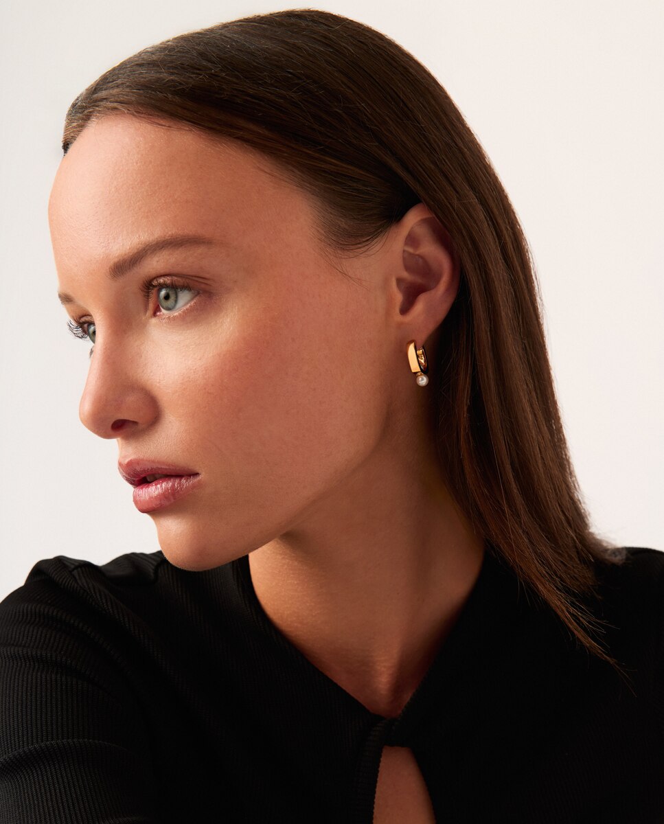 Pendientes de aro Pearl Edit dorados - Missoma - Blanco Blanco-5