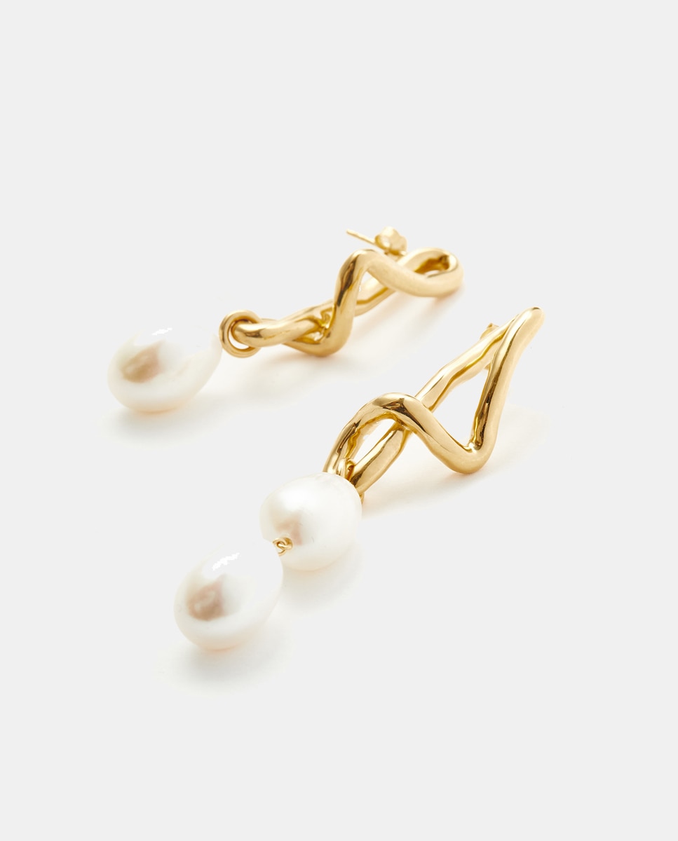 Pendientes dorados con perla barroca - Missoma - Blanco Blanco-2