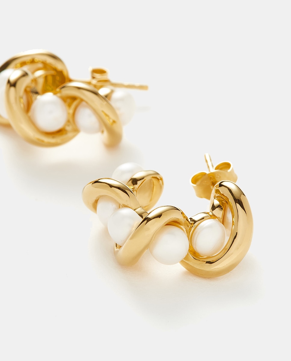Imagen 2 de Pendientes de aro dorados con perlas - Missoma - Blanco Blanco
