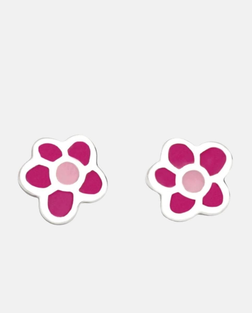 Imagen 1 de Pendientes de niña Bebé de plata y esmalte Fucsia