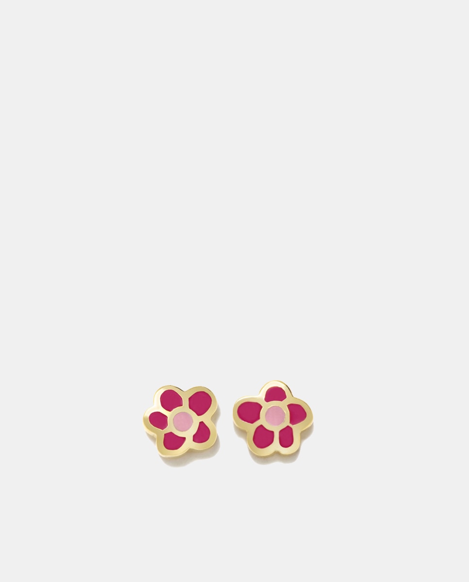 Imagen 0 de Pendientes de niña Bebé de plata y esmalte Fucsia