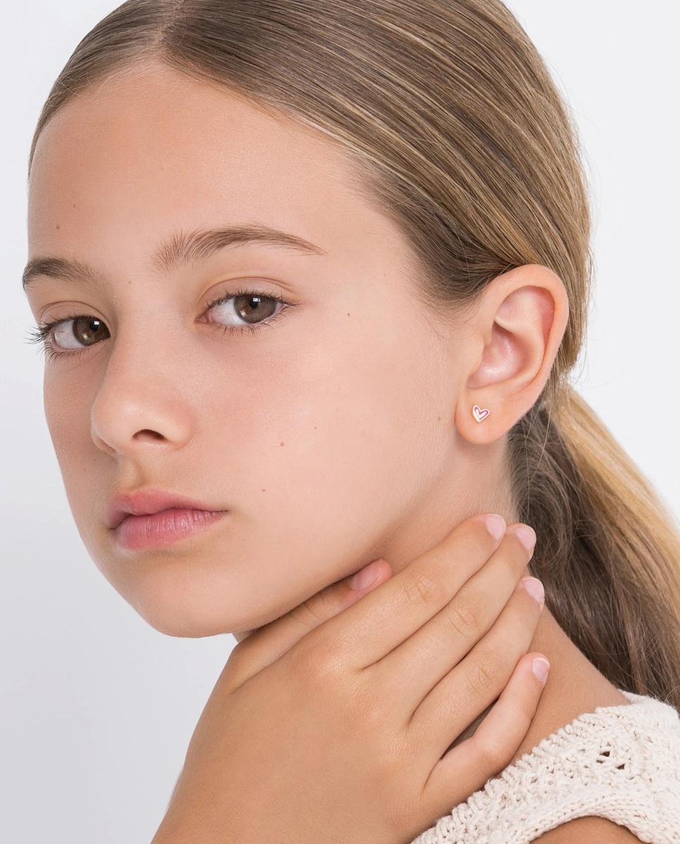 Imagen 2 de Pendientes de niña Bebé de plata y esmalte - Agatha Ruiz de la Prada - Fucsia Fucsia