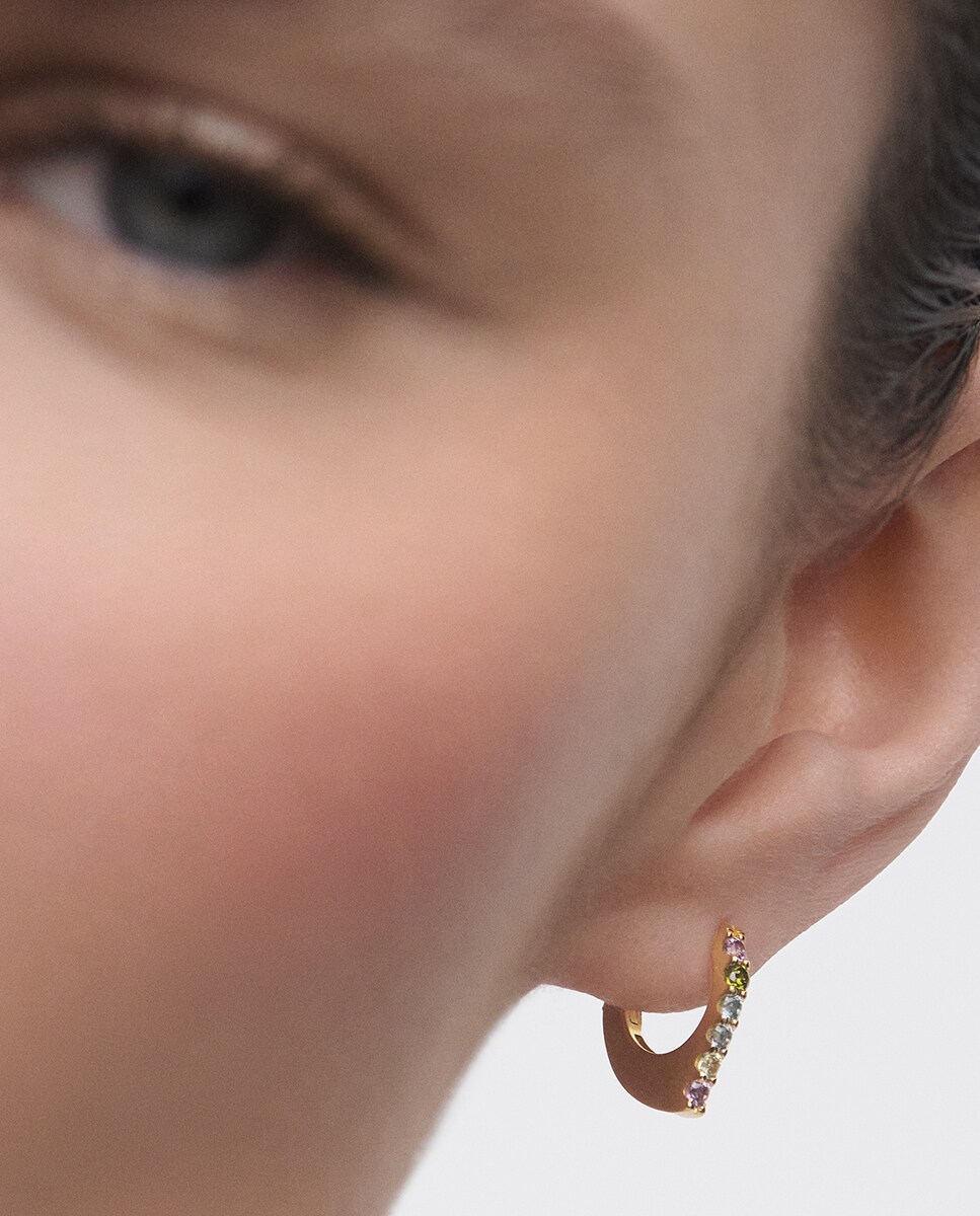 Pendientes de aro Multicolor Oda de plata Multicolor-4