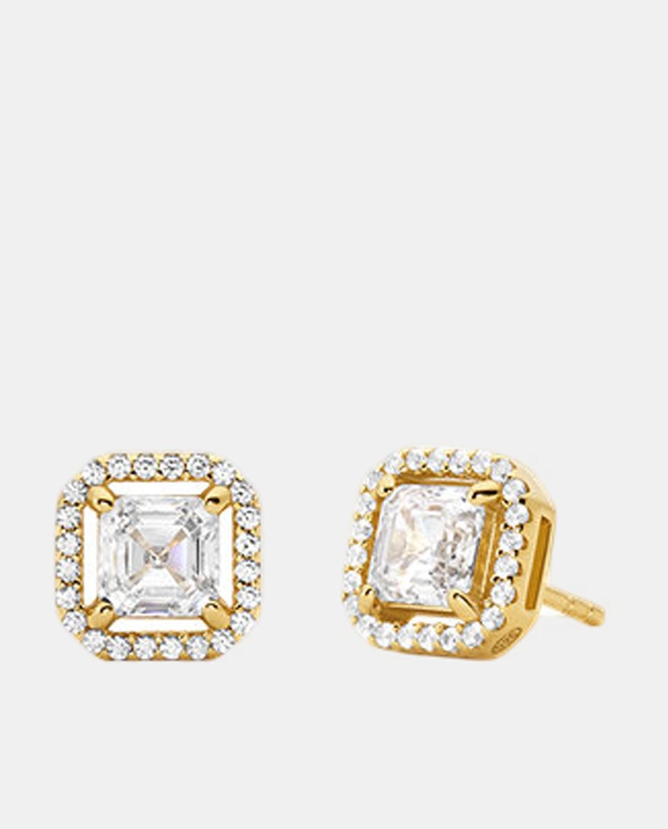 Brincos prateados premium com zircónias Branco-3