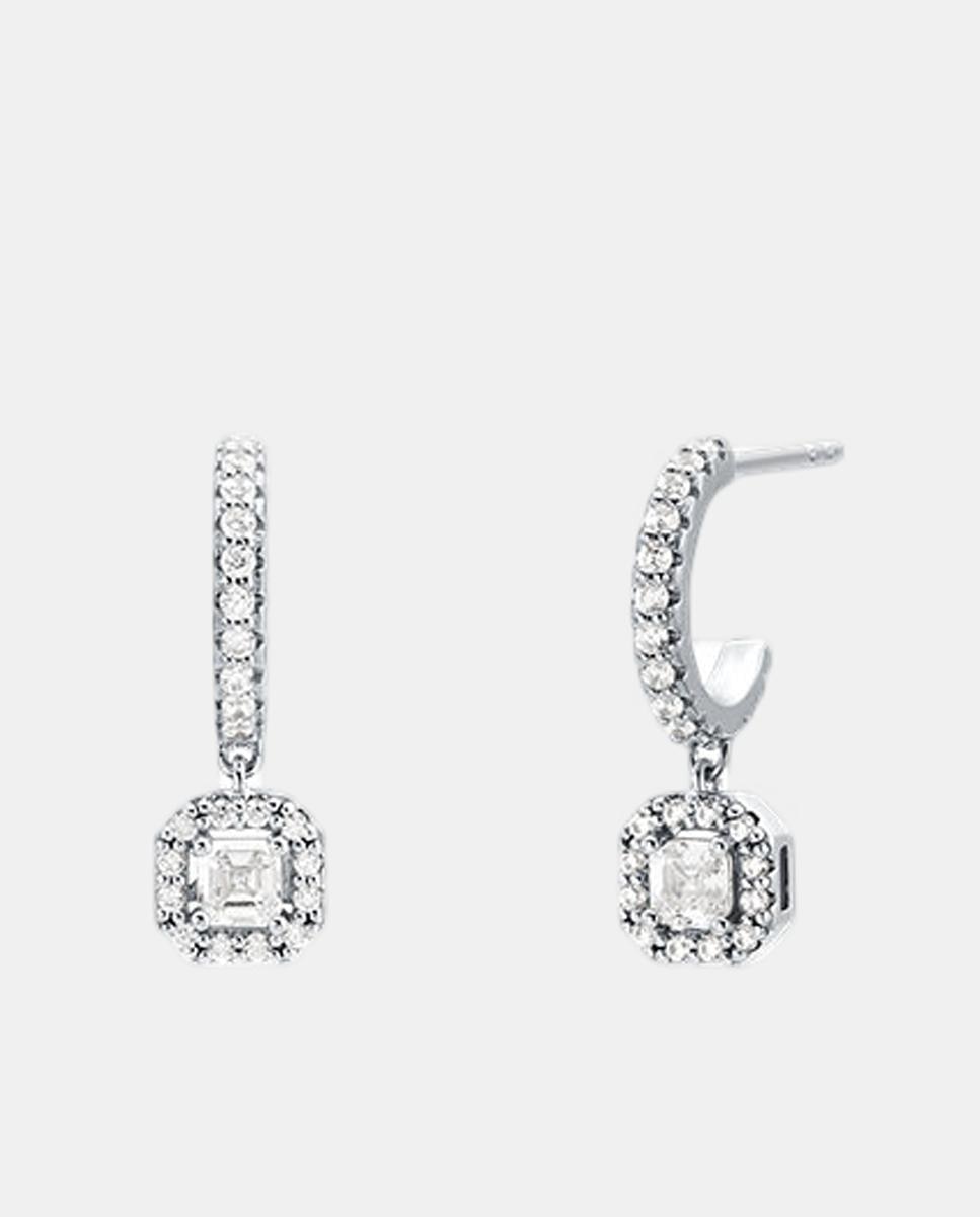 Imagem 0 de Brincos de argola prateados premium com zircónias