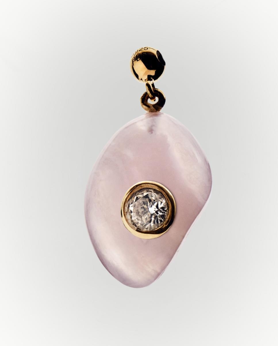 Imagen 1 de Charm Cuarzo Rosa Amor de plata Dorado