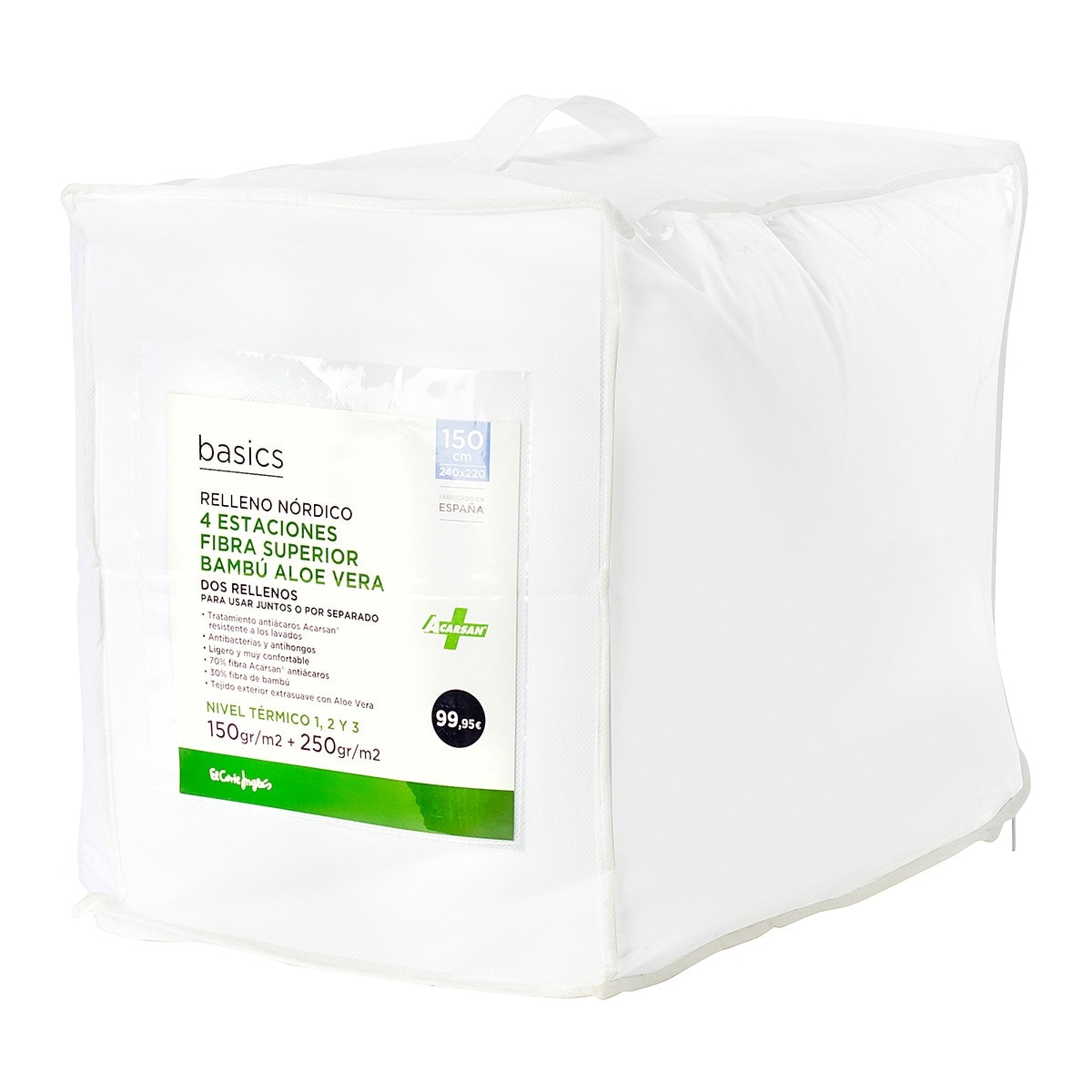 Relleno nórdico nivel térmico 4 estaciones fibra Bambú Aloe Vera Basics El Corte Inglés Blanco-4
