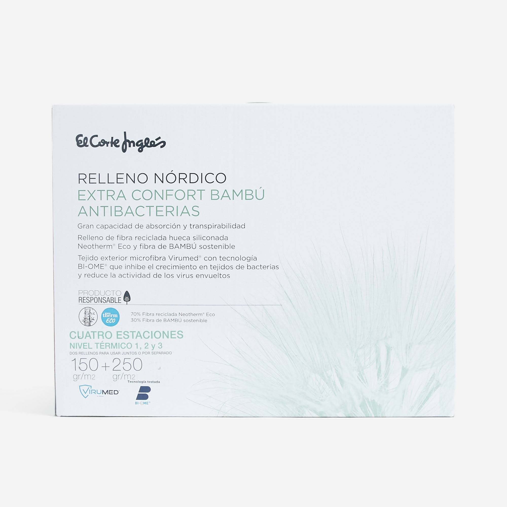 Edredão Nórdico 4 Estações de Fibra de Bambu Antibactérias Extra Confort Branco-3