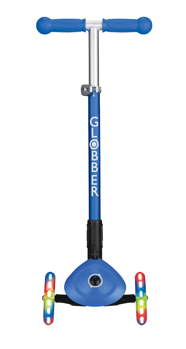 Globber Flow Element Lights – Patinete Plegable De 2 Ruedas Con Luces LED Por Inducción, Manillar Ajustable En 4 Alturas, Hasta 100 Kg