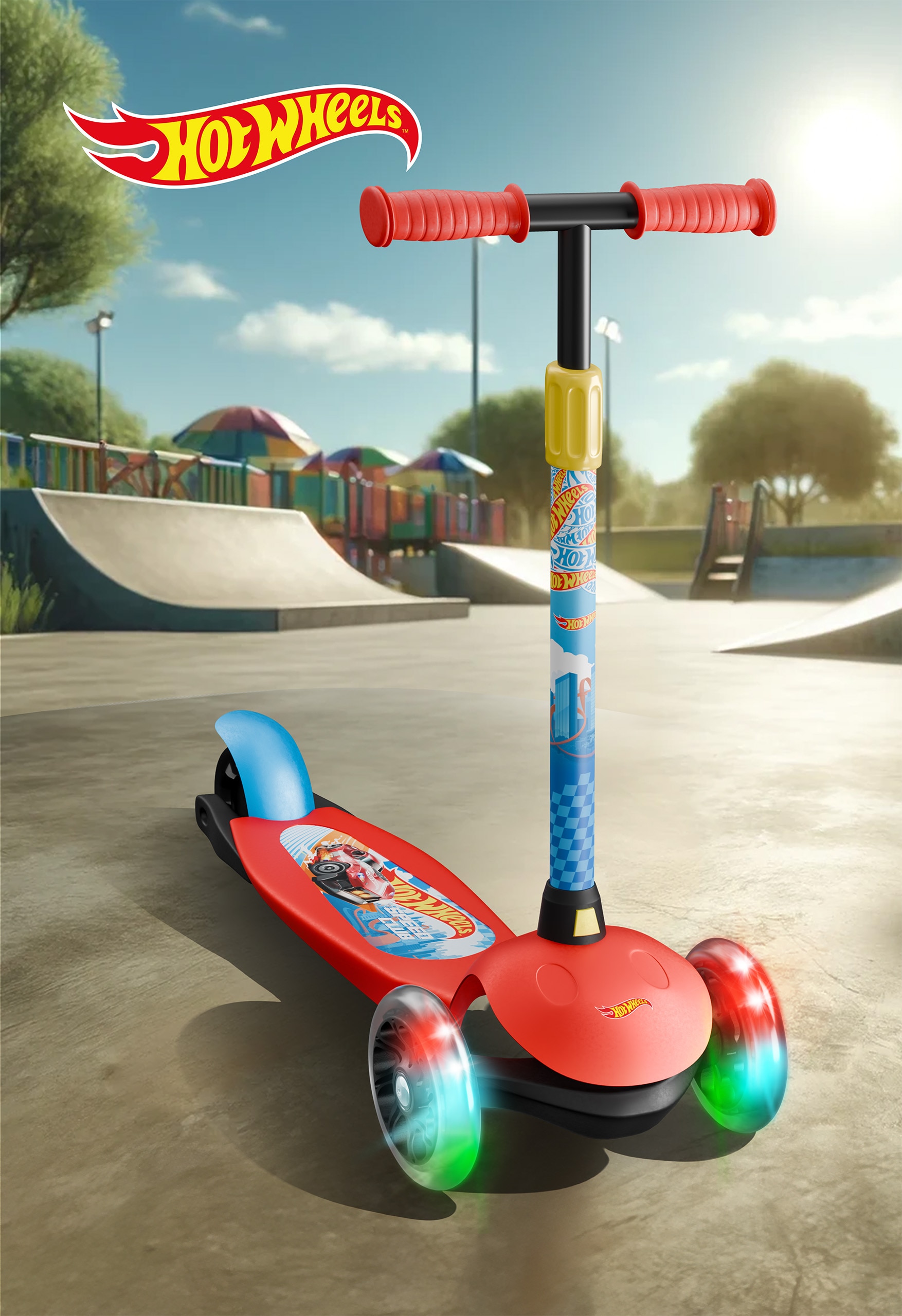 Patinete 3 Ruedas Con Luces Led Hot Wheels Deqube 4